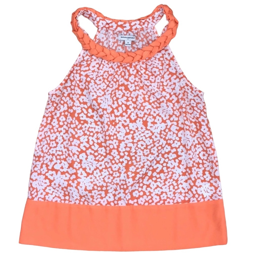 Sleeveless Floral Top with Braided Neckline size S